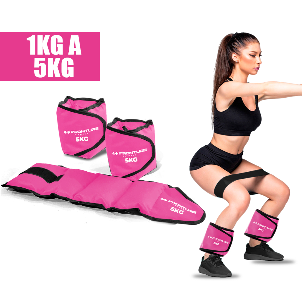 Par de Caneleira Peso 1KG a 5KG Treinar Pernas Treino em Casa Academia Tornozeleira Funcional Rosa