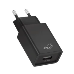 Carregador de Parede USB Universal, 1 Porta USB 2.1A 10.5W, Carga Rápida, Preto, WC1APT, ELG