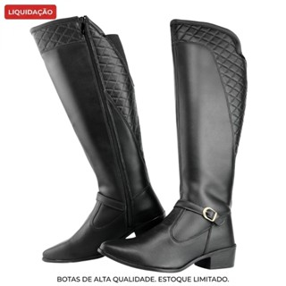 [QUEIMA DE ESTOQUE] Bota Feminina Montaria Cano Longo Trissê Fivela Tornozelo Elástico em Oferta na Shopee
