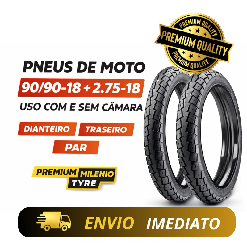par de pneus  titan 90/90-18 + 2.75-18 Milenio Tyre Ybr Titan Cg 125 150 160