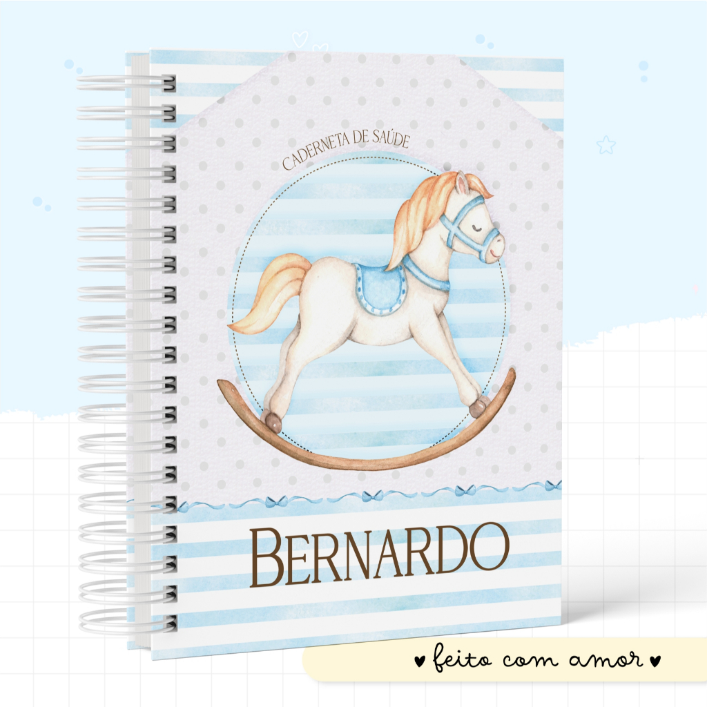 CADERNETA DE SAÚDE / VACINAÇÃO - Menino - Capa Dura - Personalizada - ATUALIZADA
