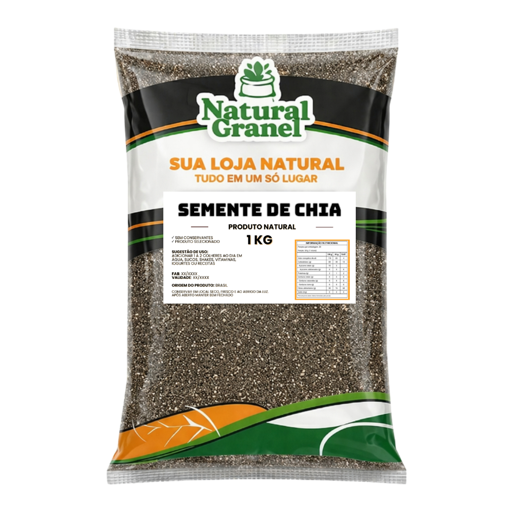 Semente de Chia Fibra 100% Natural 1 kg Rica em Ômega 3