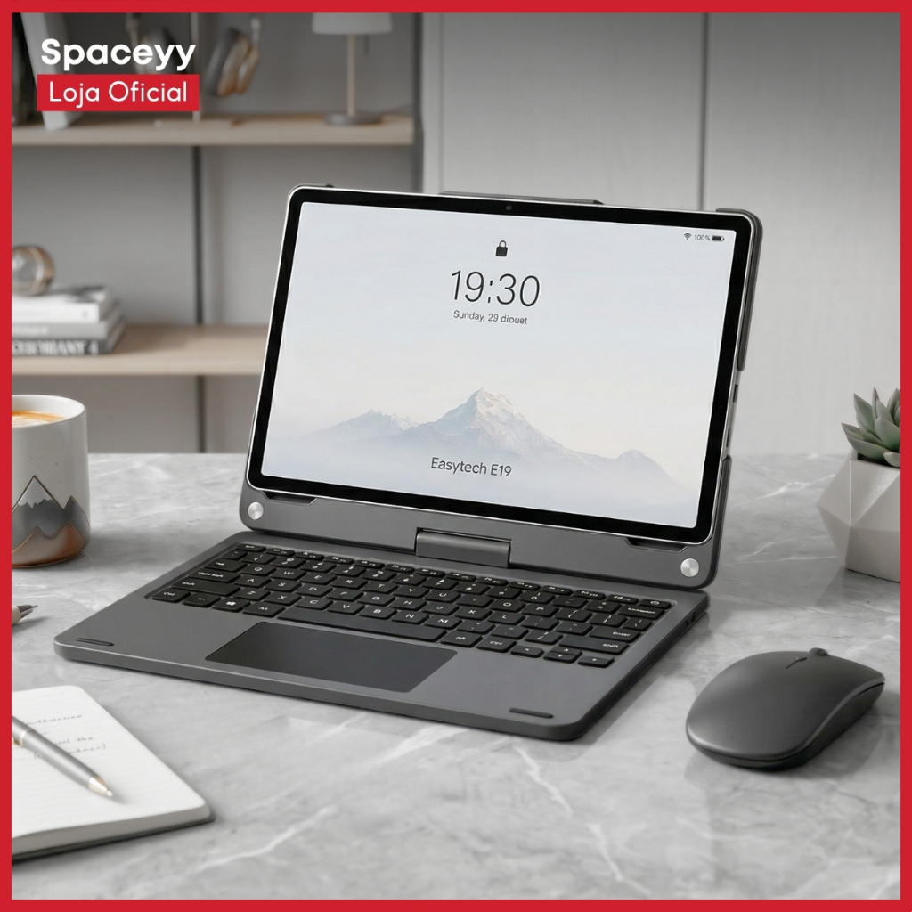 Tablet E19 EasyTech  + Acessórios Android 14 Tela 11” Bateria 8000mAh 12GB RAM 256GB WiFi5 Capa 360°