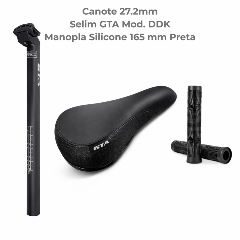 Selim GTA Modelo DDK + Canote Selim 27.2mm + Manopla Silicone 165mm Modelo Gios Alta Qualidade Conforto