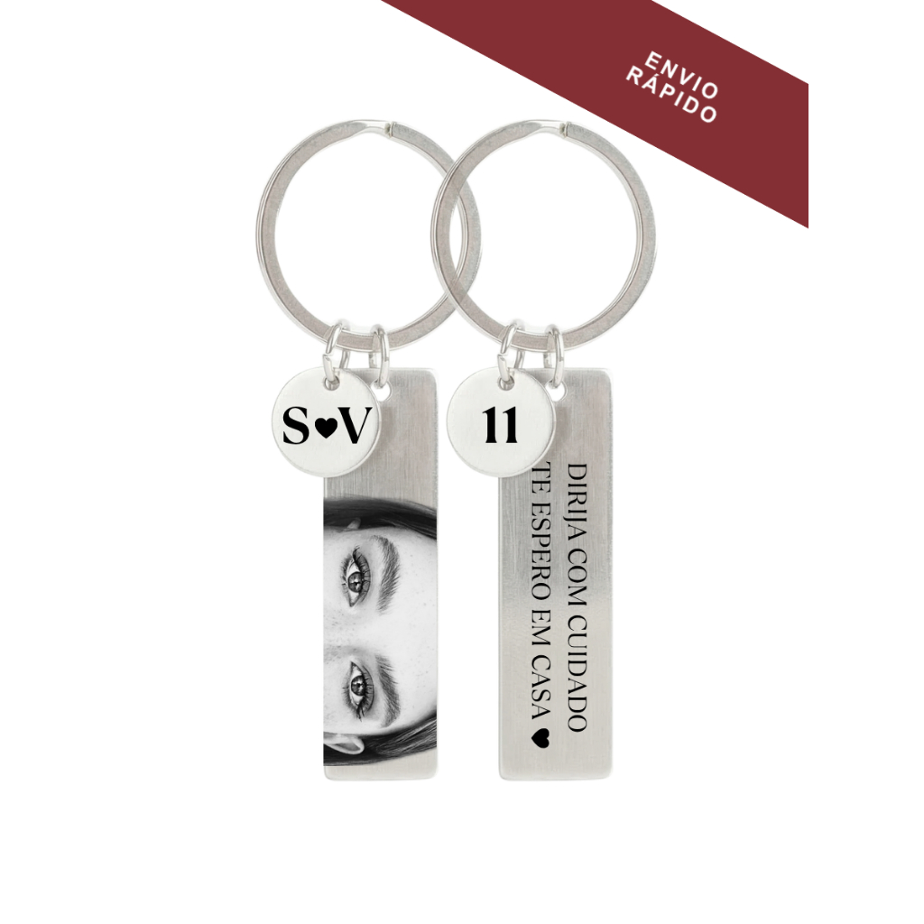 Chaveiro Personalizado Com Foto Casal Olhar Aço Inox