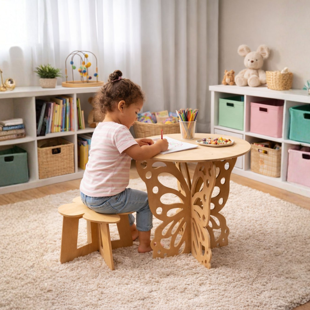 Mesa Infantil Montessori Com Banquinho Madeira Mesinha Infantil Para Desenho Estudo Atividades