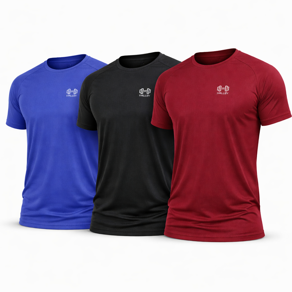 Kit 3 Camiseta Dry Fit Masculina/Blusa para Academia/Esporte/Futebol/Corrida/Crossfit-Halley