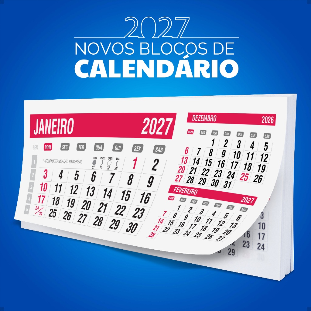 Refil Bloco de Calendário de Mesa 2027 15,4x6,4cm Envio Imediato