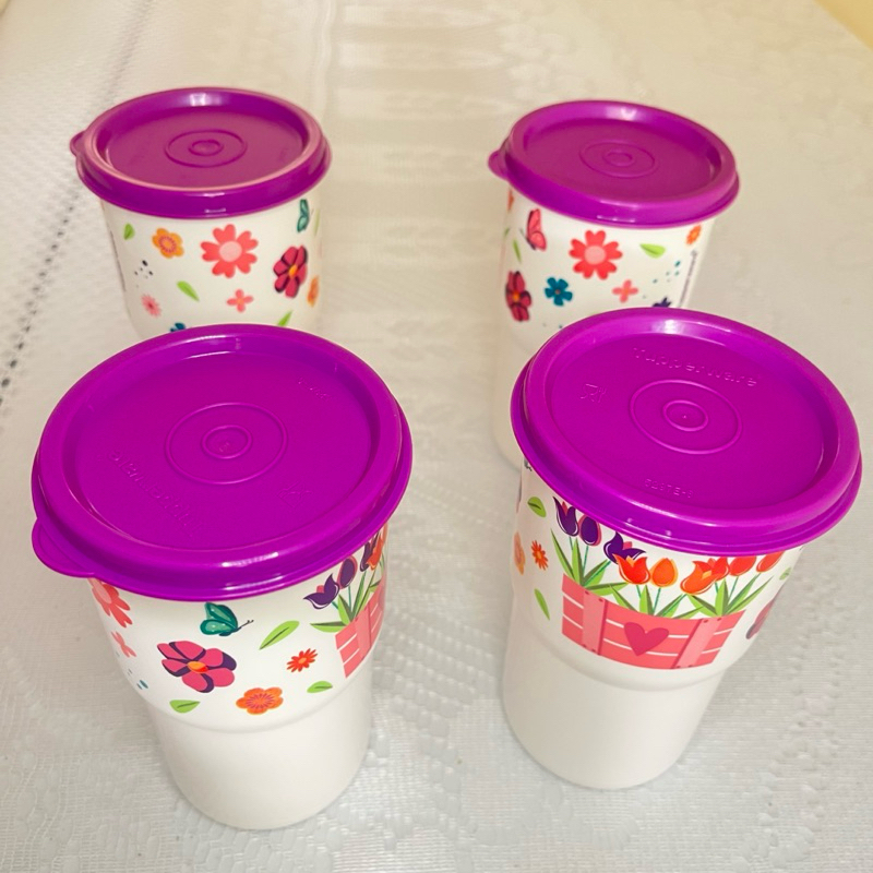 Tupperware Conjunto 4 Copos Colors - 350 ml - Linha Caminho das Flores