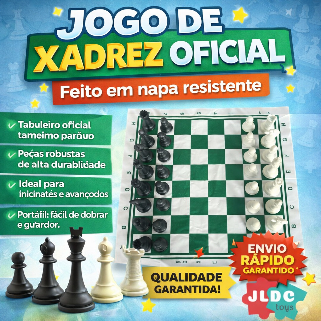 Jogo Xadrez Oficial Napa  45x45cm Padrão Escolar Peças de Xadrez Grande