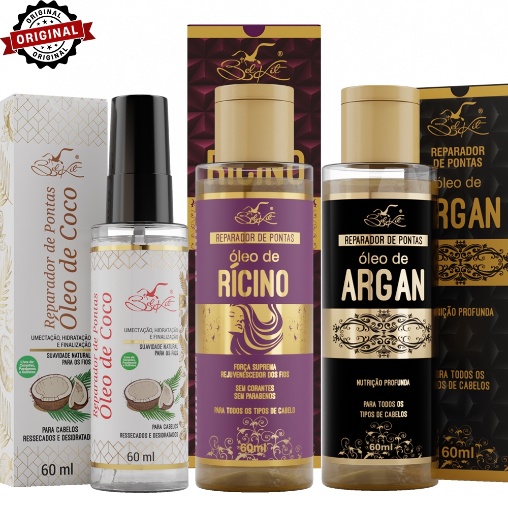Kit Óleos Capilares com Argan, Coco e Rícino