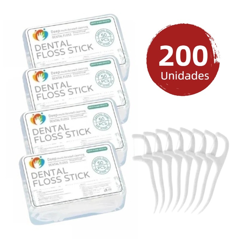 200 Unidades de Fio Dental Com Haste,Limpador Dental Descartável Com Estojo De Viagem, Higiene Bucal