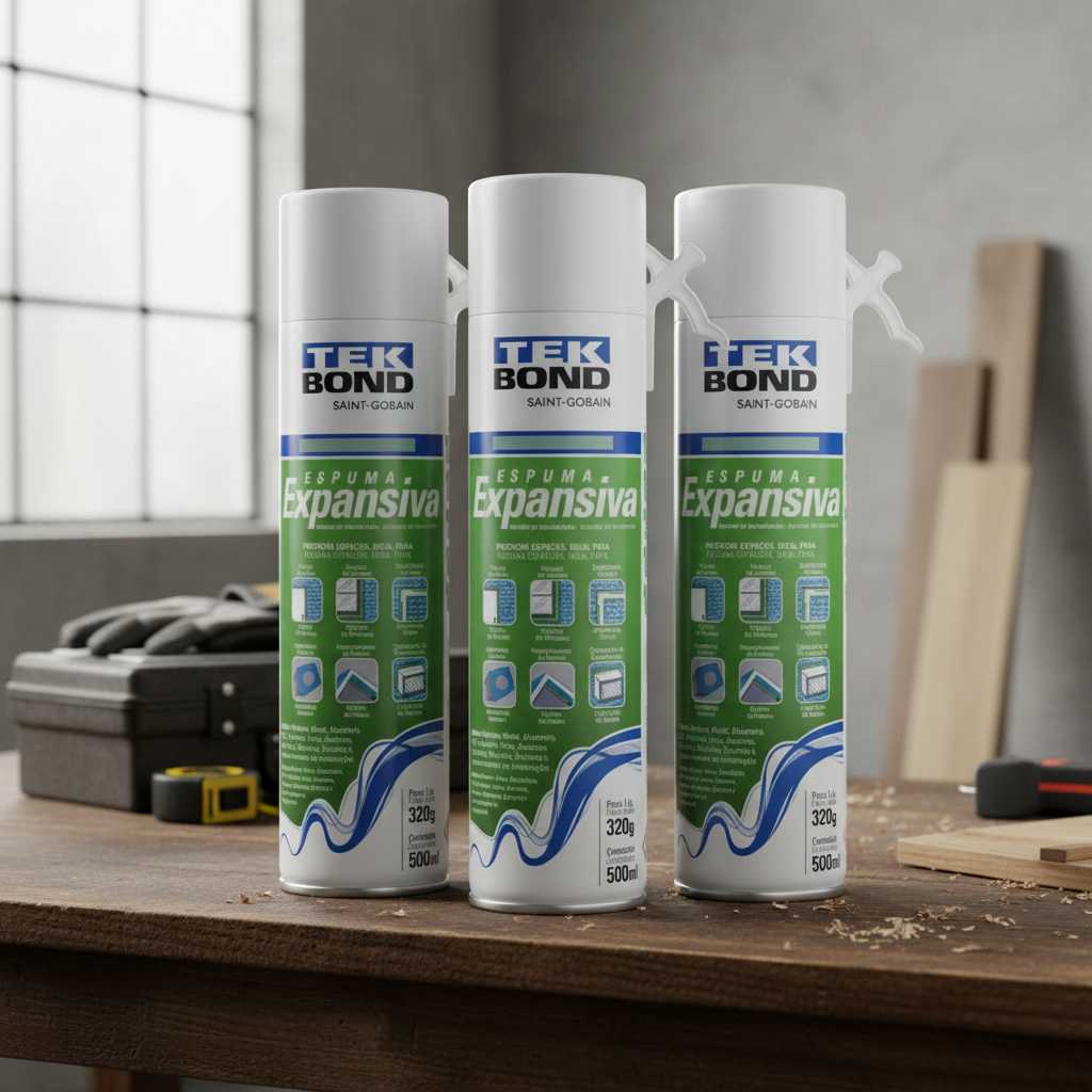 Kit 3 Espuma Expansiva Tekbond 500ml 320g Vedação Preenchimento Isolamento Construção Reparos