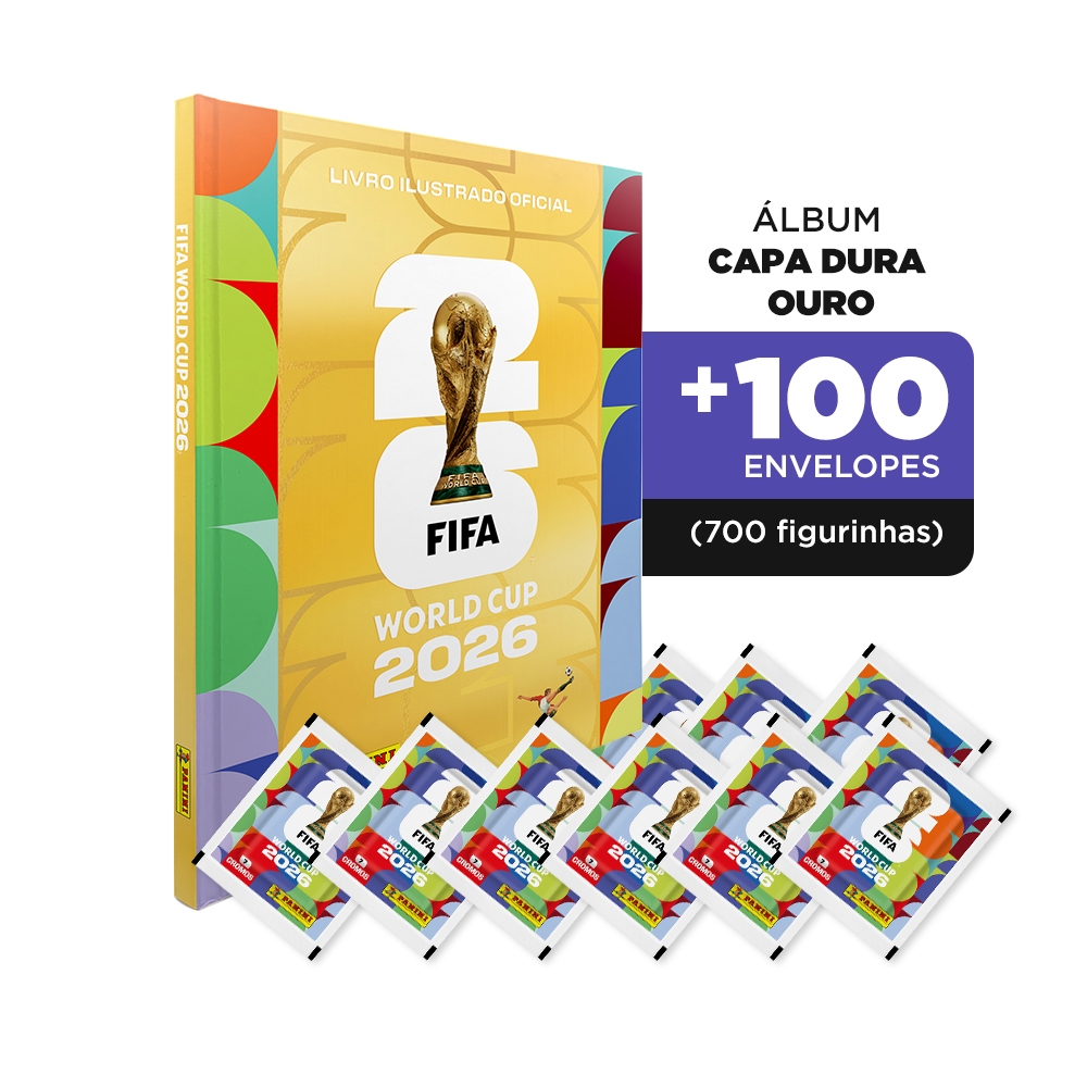 Copa do Mundo 2026 Álbum Ouro+100 Envelopes (700 Figurinhas) Oficial Panini (PRÉ-VENDA com...
