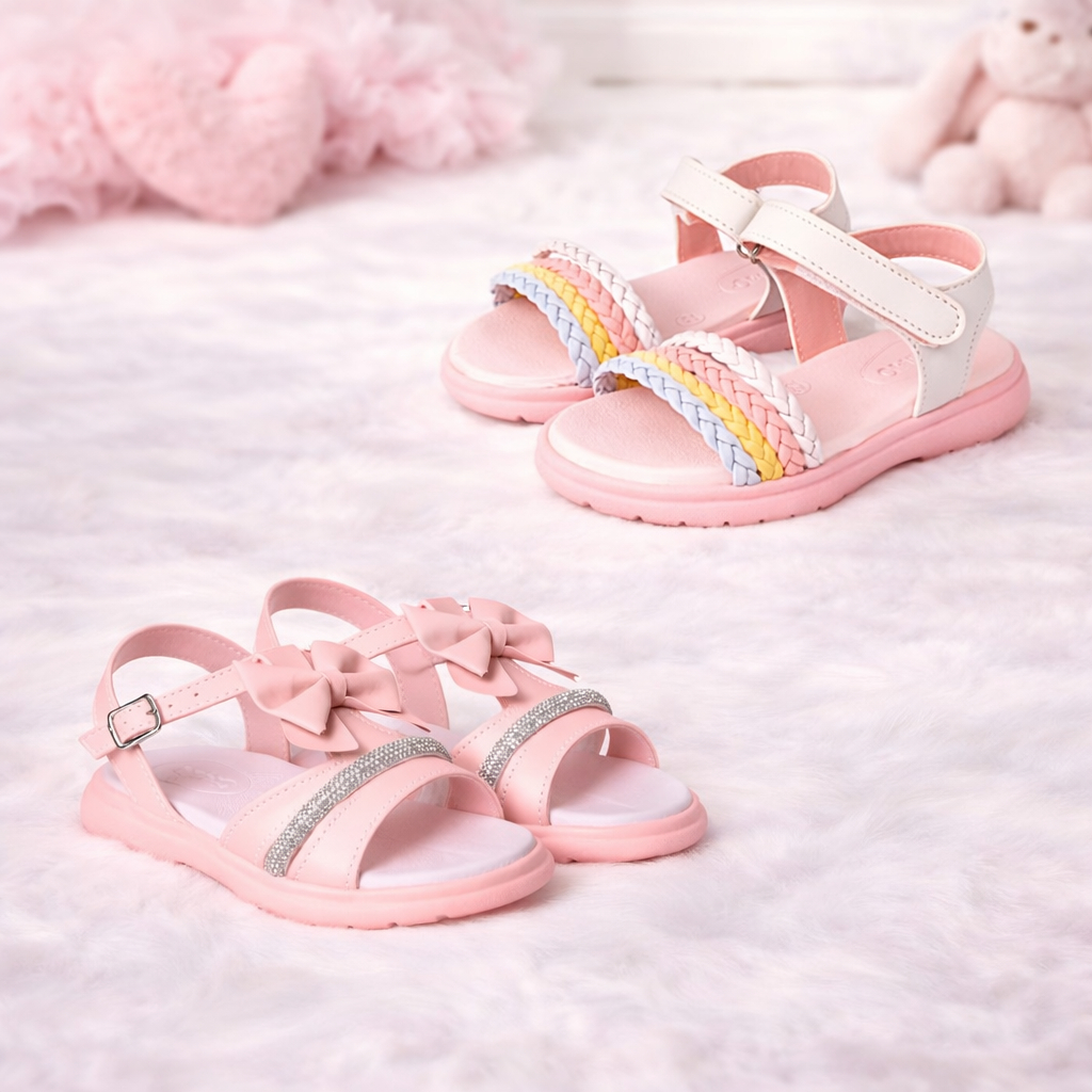 Kit 2 Sandalia Infantil Menina Confortavel Anatomica Colorida Flexivel Antiderrapante Dia a Dia