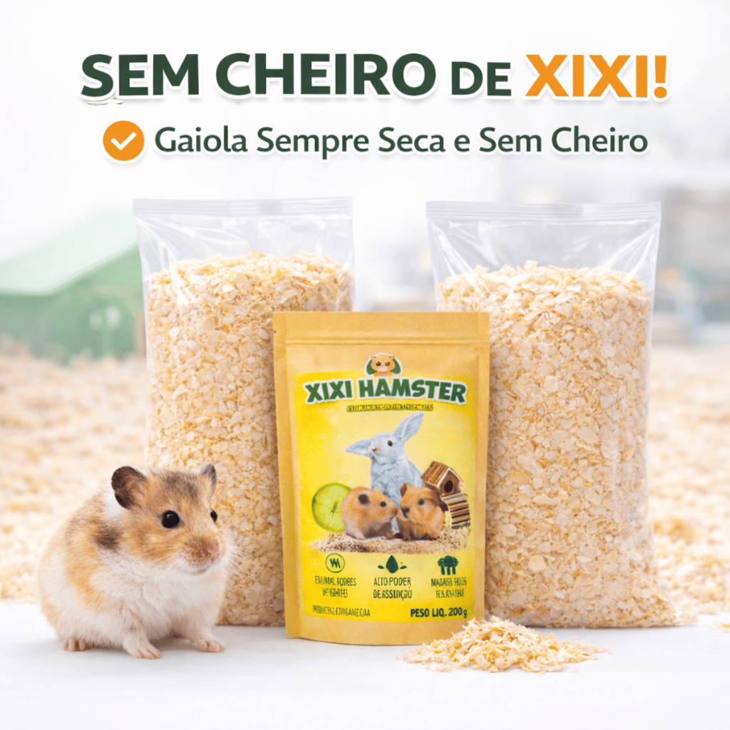 Kit Gaiola Sem Cheiro Maravalha Serragem + Eliminador de Odores Xixi Hamster para Roedores