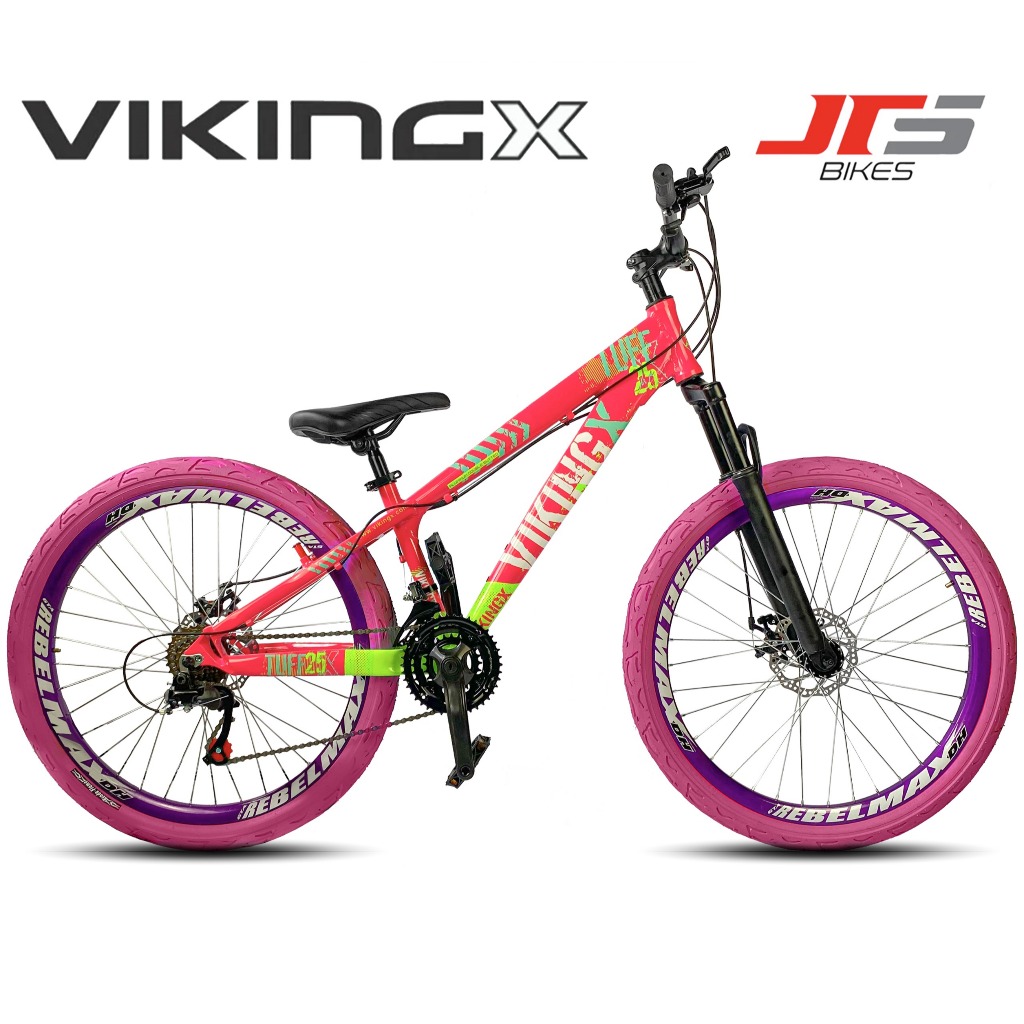 Bicicleta VikingX Tuff X25 Aro 26 MTB 21v Freeride Downhill Pneus Coloridos