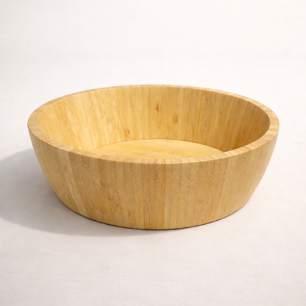 Saladeira de Bambu 30cm Grande Resistente Elegante Ideal para Saladas Frutas e Petiscos