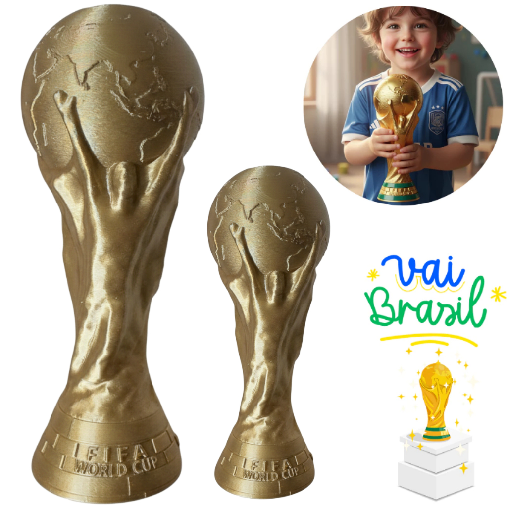 Trofeu Taça da Copa do Mundo FIFA Decoração Casa Qatar Presente Futebol 18cm