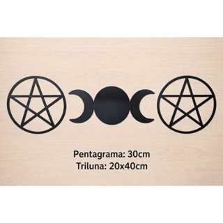 Mandala Pentagrama Divino MDF, Triluna Preto e Cru 30CM Poder, Equilíbrio, Harmonia em Oferta na Shopee