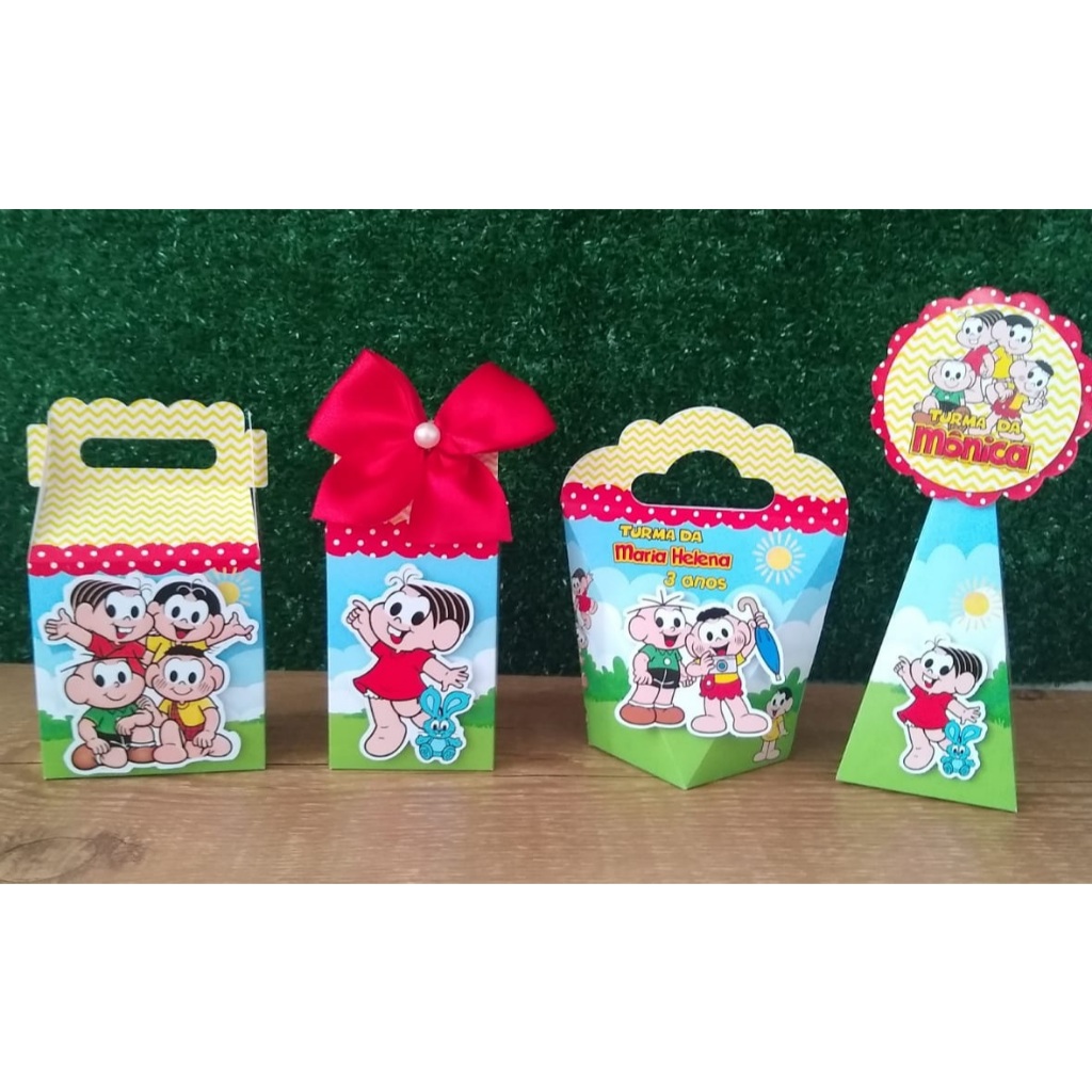 Kit Festa Personalizados TURMA DA MÔNICA - Caixinhas para Lembrancinhas Aniversário - PAPEL FOTOGRÁFICO