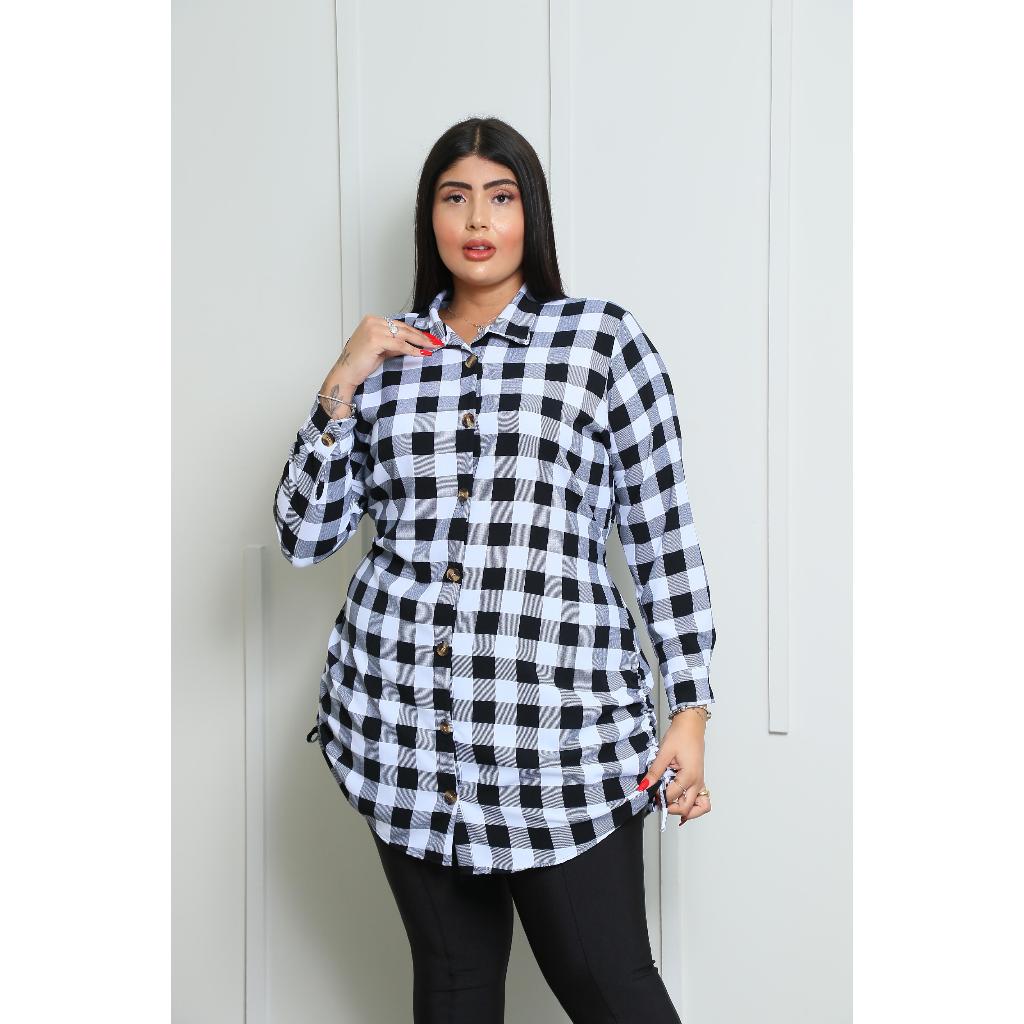 vestido chamise femenino xadrez plus size