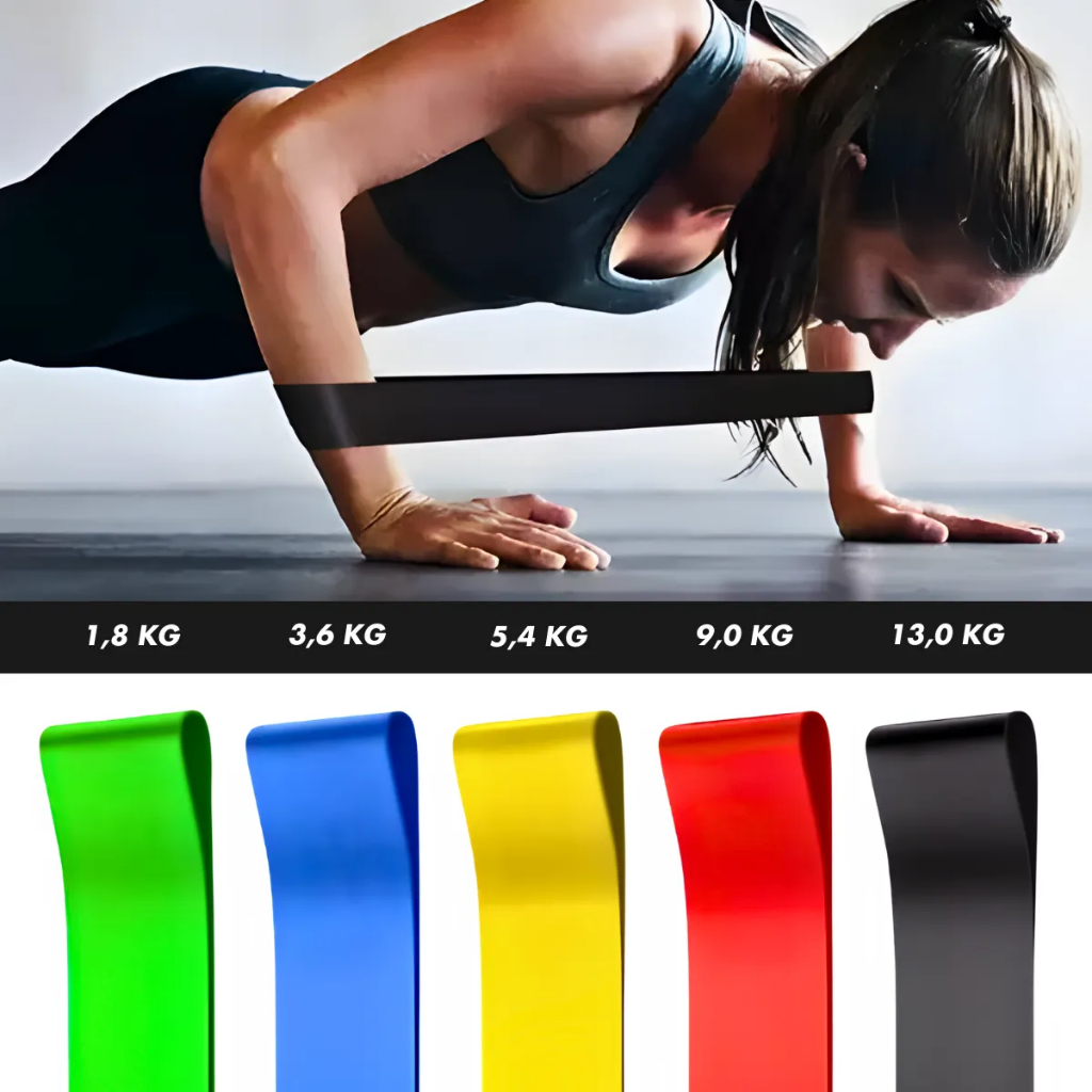 Kit 5 Elasticos Extensores Para Exercícios Físicos Funcional Ioga Alongamento Fisioterapia