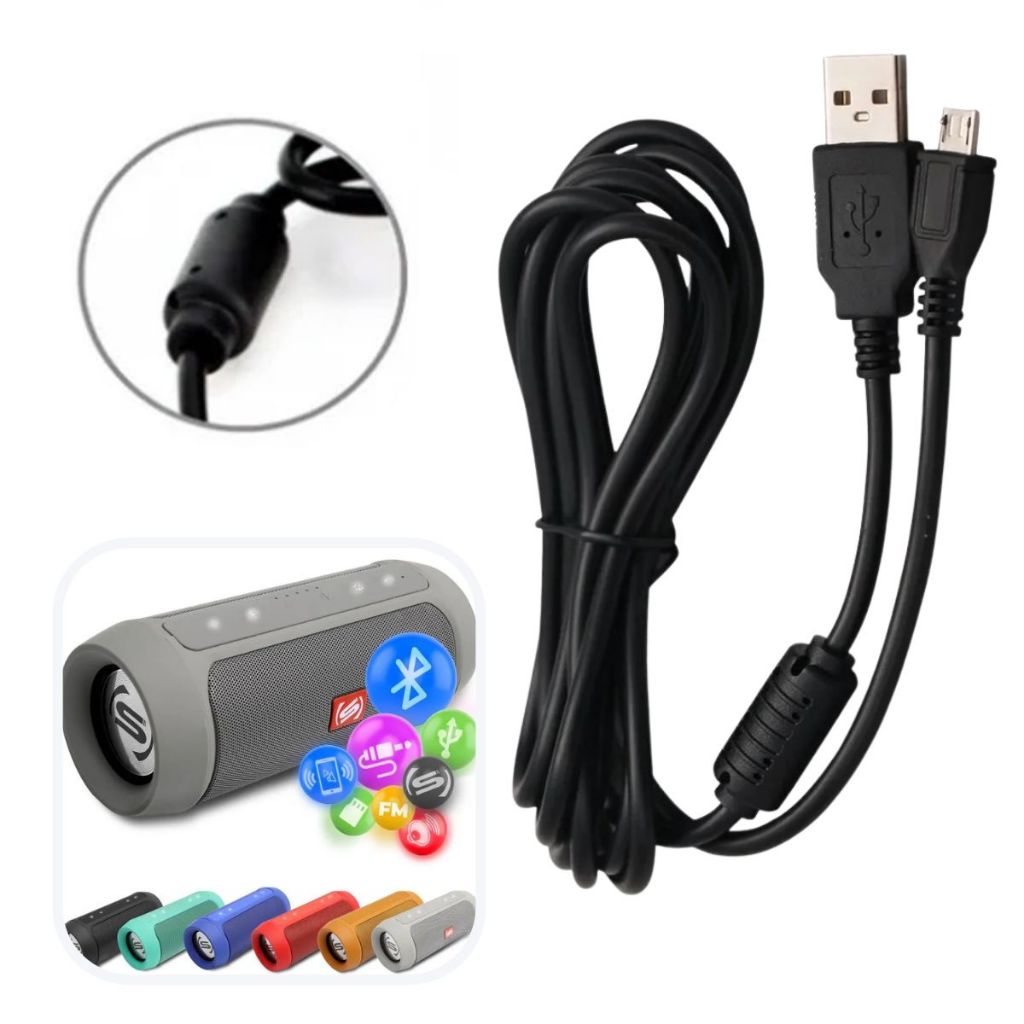 Cabo Carregador Caixa de Som Caixinha Bluetooth GPS Câmera Digital Micro Usb V8 Reforçado Grande 1,80 metro