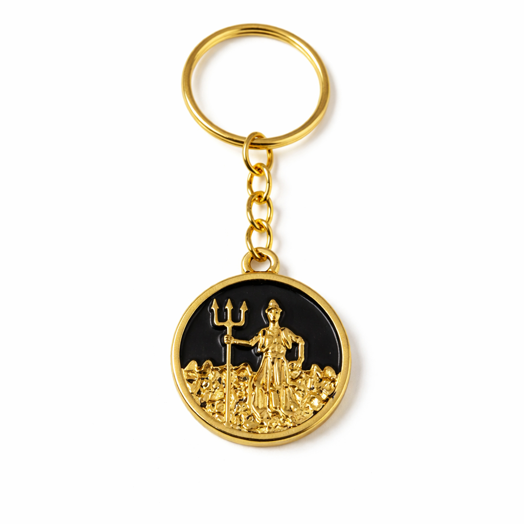 Chaveiro Medalha de Exú Dourado Orixá Umbanda Candomblé Lembrancinha Saída Presente