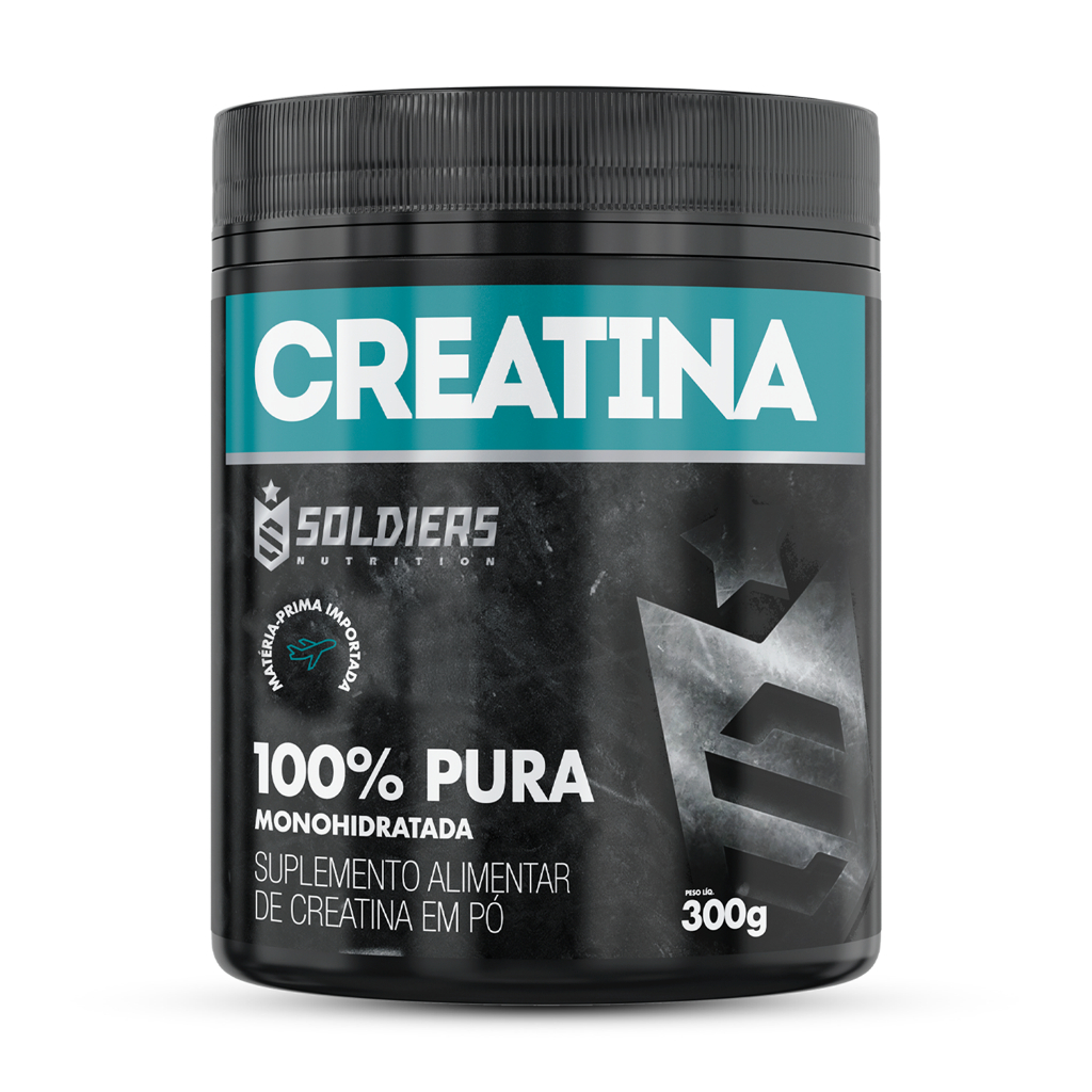 Creatina Monohidratada Pote 300g 100% Pura Importada Soldiers Nutrition Suplemento Performance Muscular Força