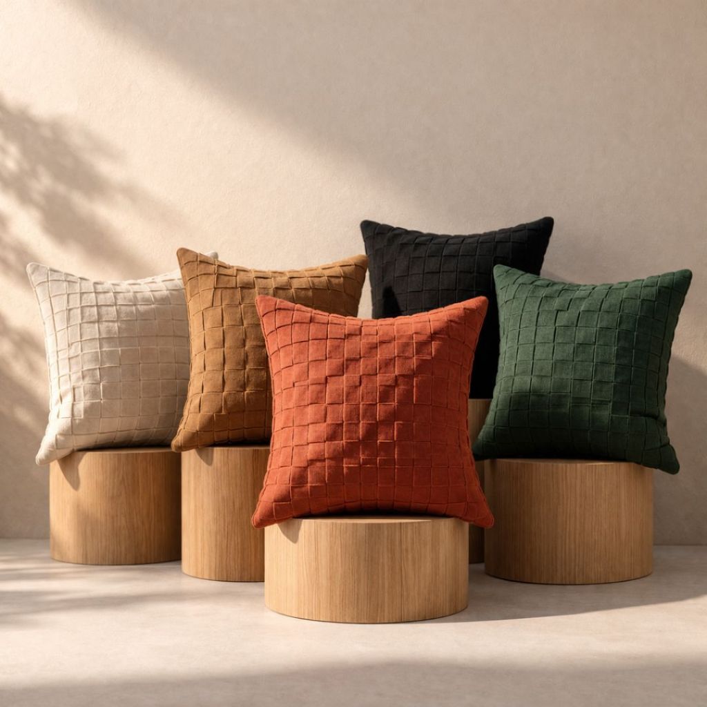 Capa de Almofada  45x45cm Artesanal em Algodão Boho para Sofá Sala Quarto Decorativo