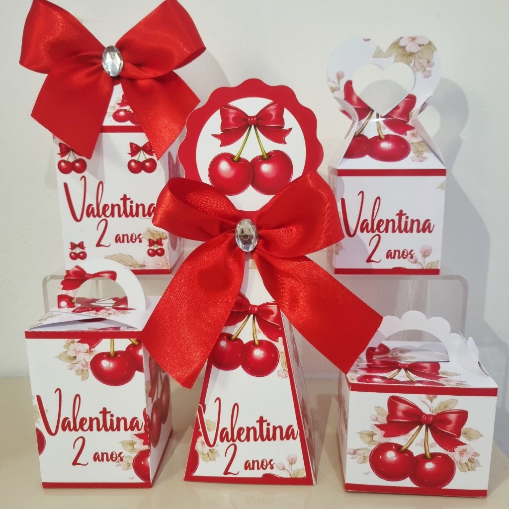 Kit Caixas personalizadas Cereja/ Cerejinha Personalizada  /Lembrancinha de Festa /Aniversário CEREJINHA