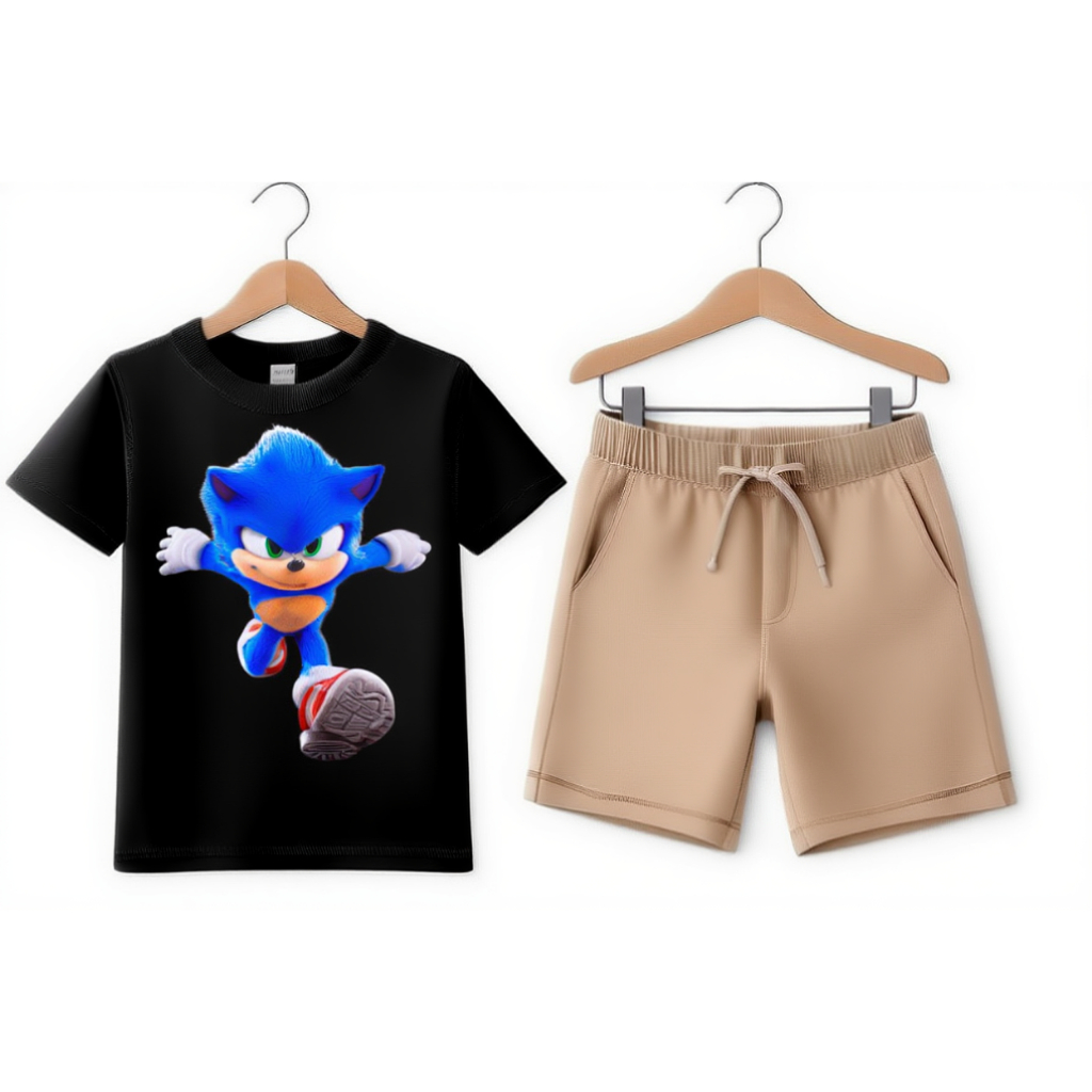 Conjunto Infantil Masculino Camisa Menino Estampa  Bermuda 100% Algodão Infantil Criança Conforto