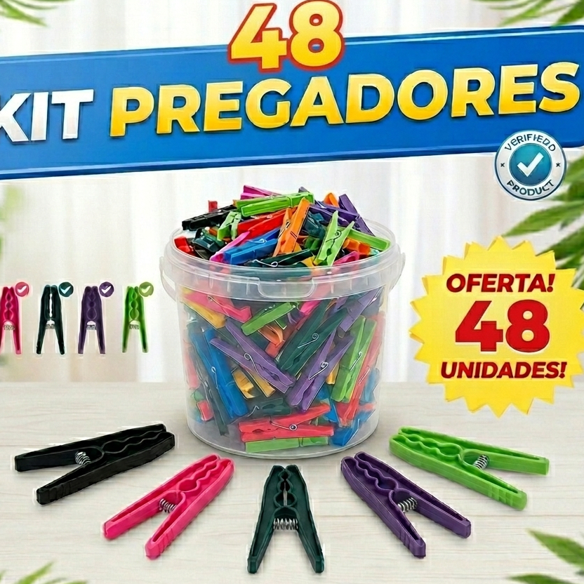 48 unidades Prendedor de plástico com mola de aço resistente  Pregador para roupa