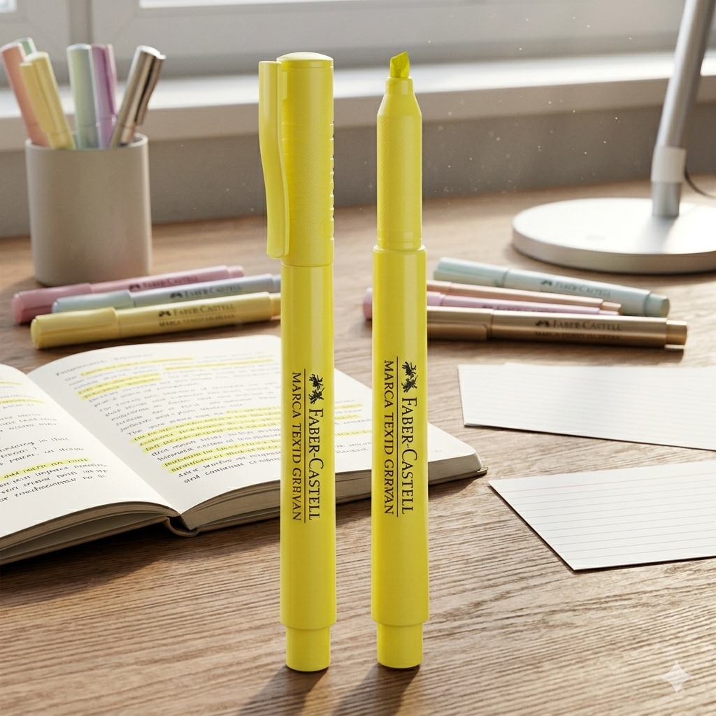 Caneta Marca Texto Amarela Grifpen Faber-Castell Fluorescente