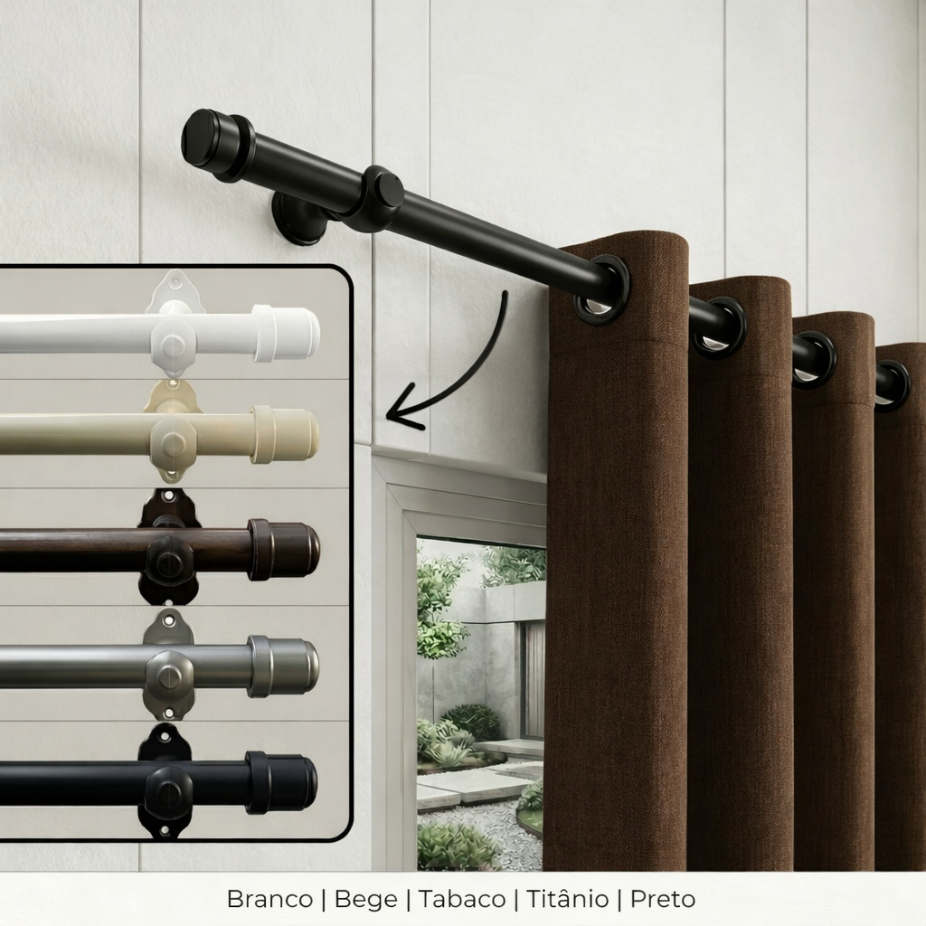 Kit Varão Completo de Madeira Suporte 1,00mt a 3,00mt para Cortina, Resistente Várias Cores e Tamanhos Envio Full