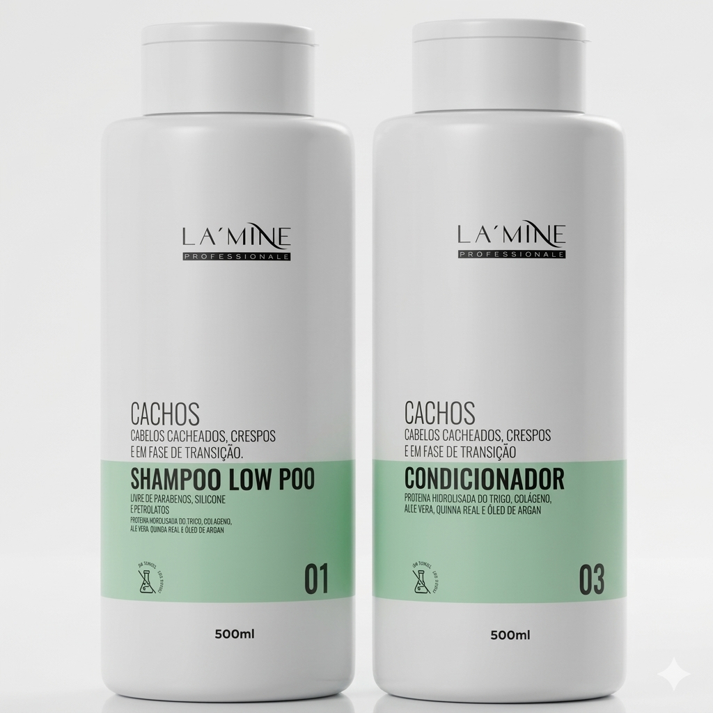 Shampoo Low Poo + Condicionador Lamine Cachos 500ml x 2 - Hanova