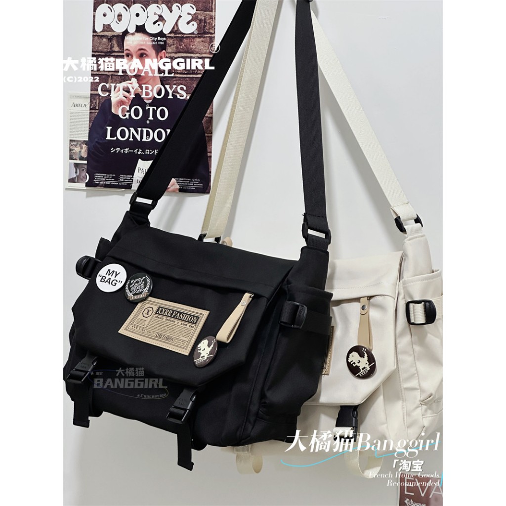 Bolsa Feminina Grande Nylon Estilo Cargo Versátil Ombro Transversal Grande Capacidade Dia a Dia Escola Trabalho