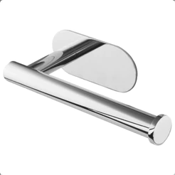 Porta Papel Higiênico Banheiro Cromado Brilhante Inox 304 Ares Colante Lavabo Parede Sem Furos Luxo
