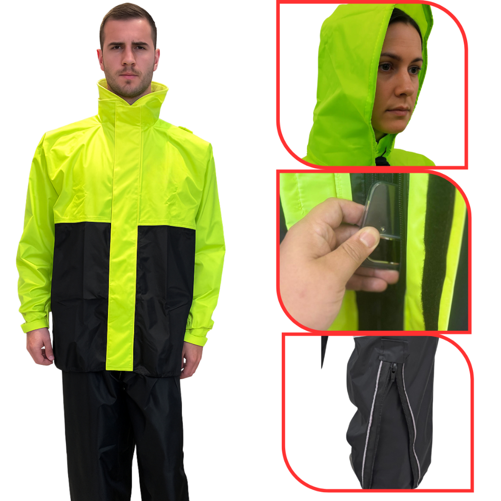 Conjunto Capa De Chuva Motoqueiro Nylon Emborrachado Impermeável Reforçado Para Moto Motoboy