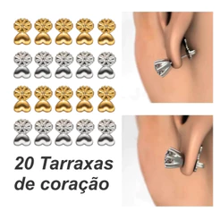 Kit 20 Tarraxas Magicas Sustentação Orelha Brinco Folheado a Ouro 18k ou Prata 925 Anti Alérgico