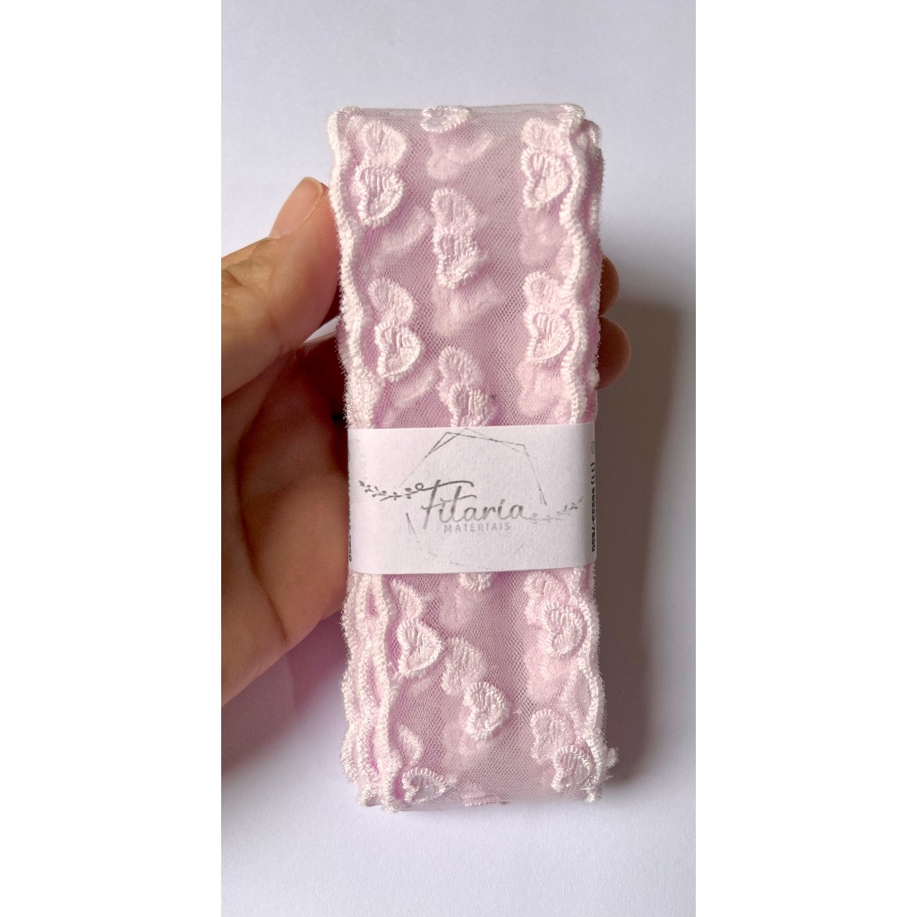fita de organza com corações 5 cores disponíveis 5metros 38mm — imagem 2 de 2