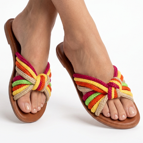 Sandália Rasteira Feminina Colorida Antiderrapante Macia Confortável Moda Verão Praia 204