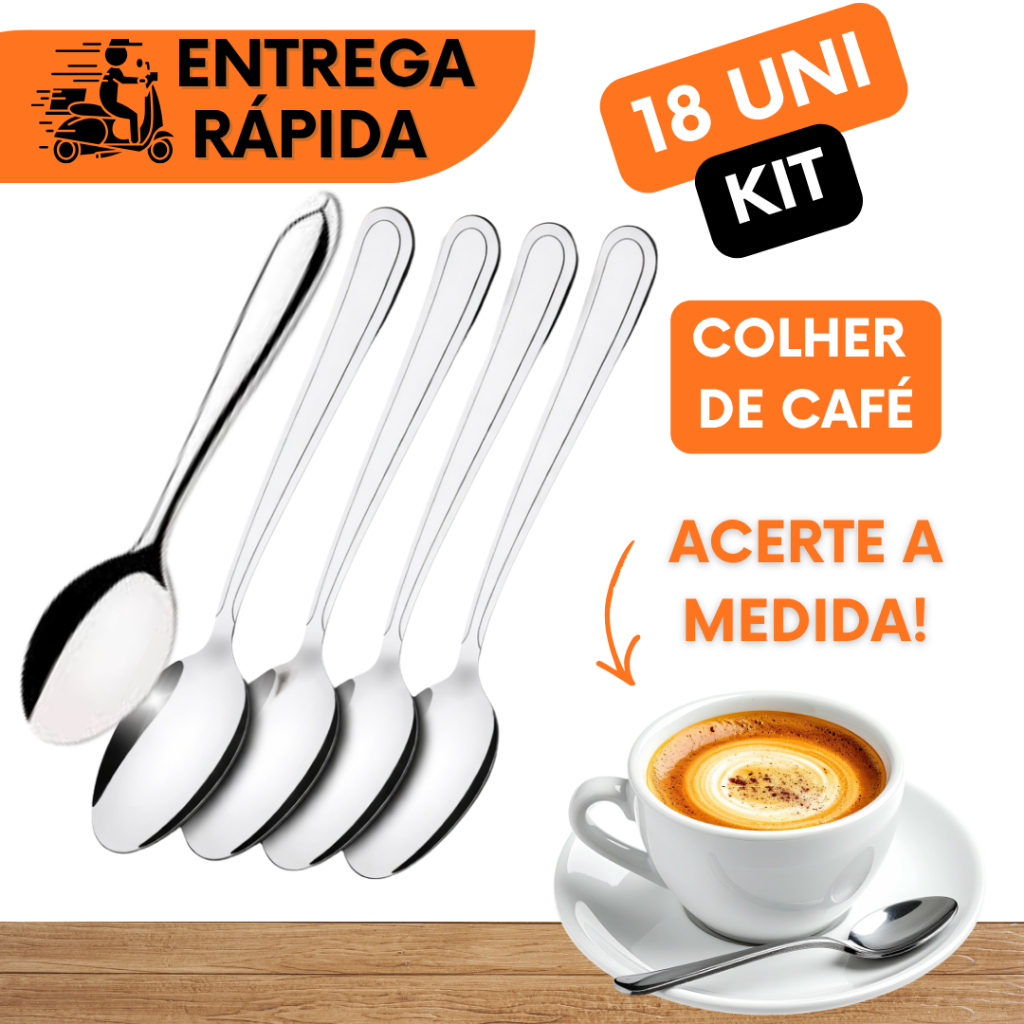 COLHER DE CAFÉ PADRÃO PROFISSIONAL MEDIDA CERTA TODOS OS DIAS ADOÇANTE AÇUCAR CAFE TAMANHO CERTO