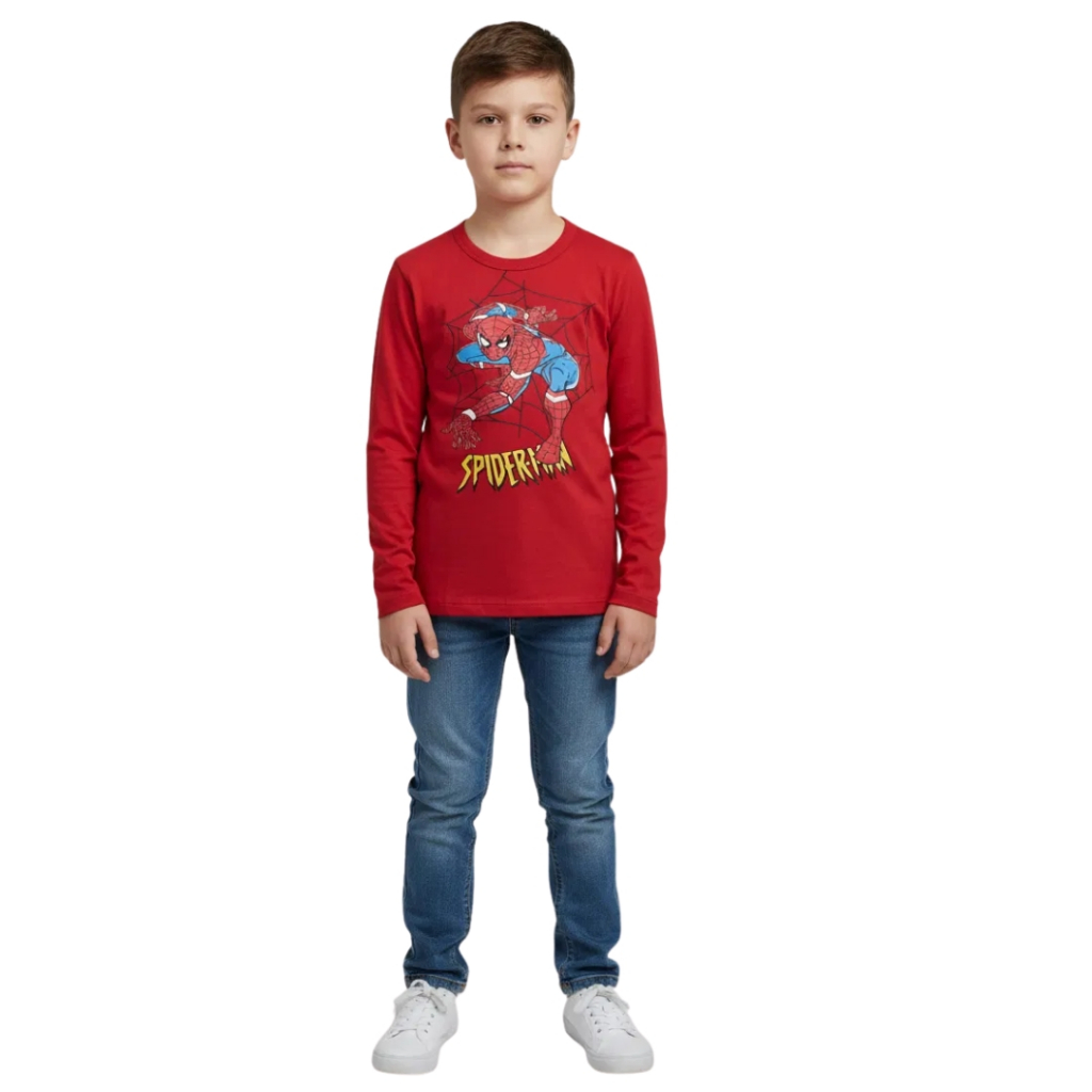Camiseta Infantil Homem Aranha Manga Longa Algodão Conforto Tam 2 ao 8