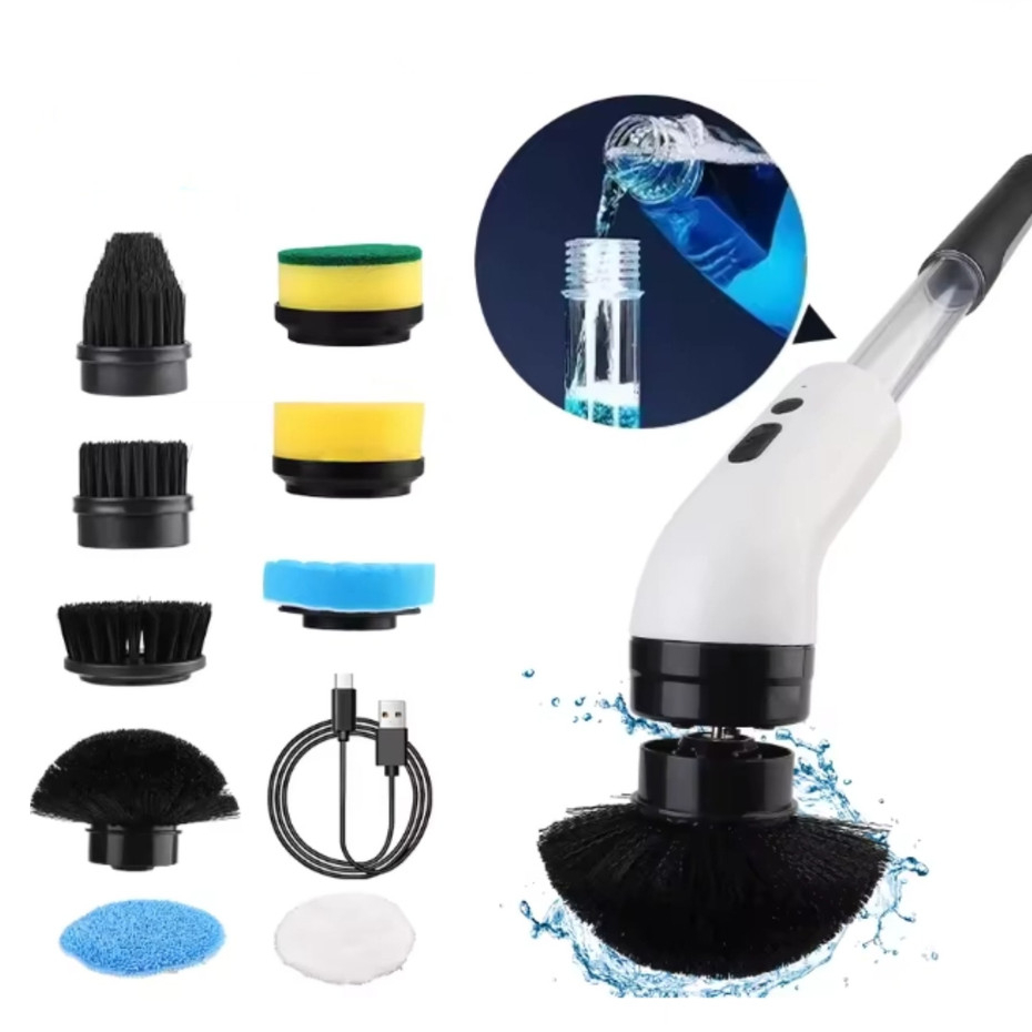Escova De Limpeza Elétrica 9 em 1 Giratória Com Dispenser de Sabão Usb Multi Funções Acompanha Cabo Usb OMINI