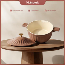 Mollycook Caçarola 24cm Antiaderente Cerâmico Fogão Indução Redonda Cor Marrom