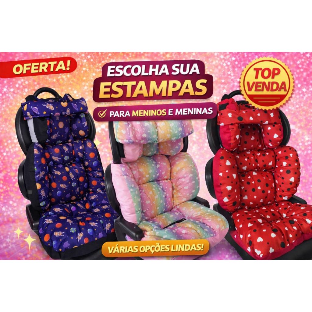 Imagem Colchonete Universal Infantil p/ Cadeirinha 25 a 36kg com Faixa Protetora – Conforto e Segurança
