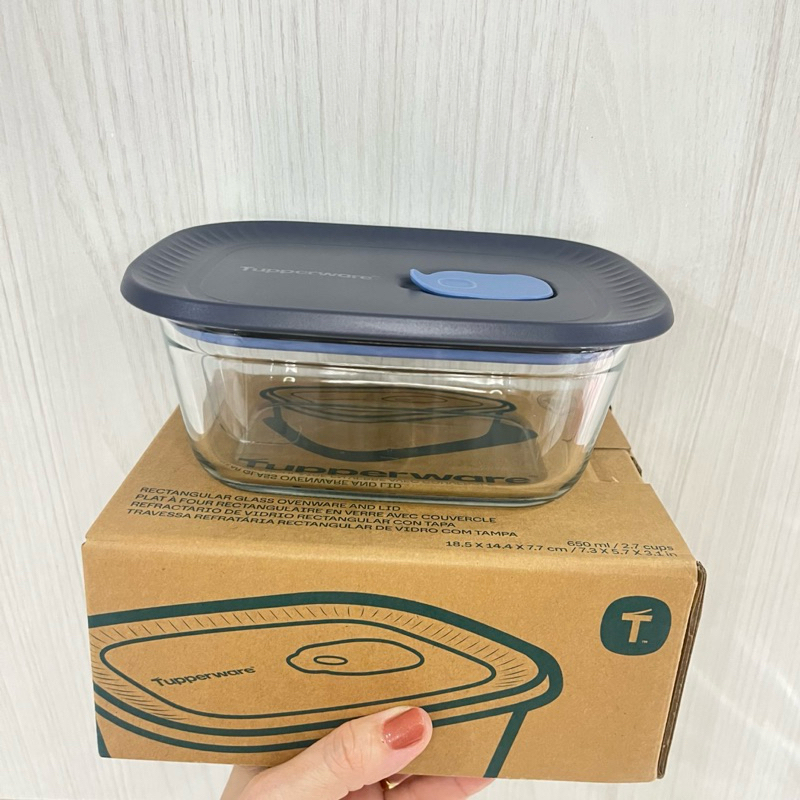 Tupperware Travessa Vítrea Retangular 650 ml - Em vidro Borossilicato e Tampa Hermética