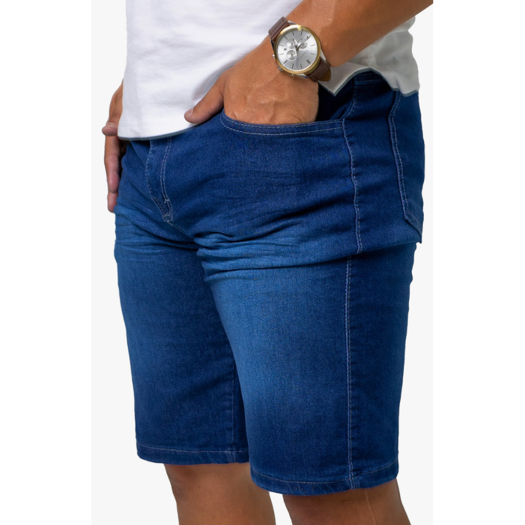Bermuda Jeans Masculina com Elastano Slim Conforto | Denim Premium - Lions Jeans